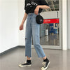 Summer 2022 Korean Style Ulzzang High Waist Personalized Knee Ripped Jeans Versatile Slimming Cropped Pants Women's Fashion