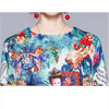 Summer 2022 Runway  Flower Print A-Line Dress Women's Three Quarter Sleeve Beading Elegant Loose Short Dress