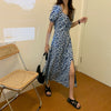 Summer 2022  Floral Slit Slim-Fitting Slimming Mid-Length Chiffon Dress French Style Temperament Dress Women's Clothing