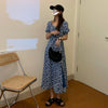Summer 2022  Floral Slit Slim-Fitting Slimming Mid-Length Chiffon Dress French Style Temperament Dress Women's Clothing