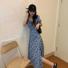 Summer 2022  Floral Slit Slim-Fitting Slimming Mid-Length Chiffon Dress French Style Temperament Dress Women's Clothing