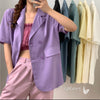 Summer 2023 Korean Solid Double Breasted Pocket Short Sleeve Thin Loose Casual Blazers Women Temperament All-match Suits