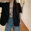 Summer 2023 Korean Solid Double Breasted Pocket Short Sleeve Thin Loose Casual Blazers Women Temperament All-match Suits