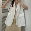 Summer 2023 Korean Solid Double Breasted Pocket Short Sleeve Thin Loose Casual Blazers Women Temperament All-match Suits