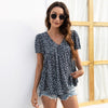 Summer 2023 Sweet Women T-Shirt V-Neck Short Sleeve Floral Printing Boho Beach Tees Loose Casual Ladies T-Shirt Tops