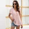 Summer 2023 Sweet Women T-Shirt V-Neck Short Sleeve Floral Printing Boho Beach Tees Loose Casual Ladies T-Shirt Tops
