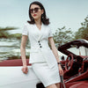 Summer 2PCS Woman Short Sleeve Blazer Skirt Office Lady Suits Korean Two-Piece Single Breasted Business Outwear