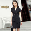 Summer 2PCS Woman Short Sleeve Blazer Skirt Office Lady Suits Korean Two-Piece Single Breasted Business Outwear