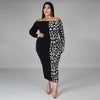 Summer And Autumn Women's Original Lady Shoulder Cow Print Long Dress Spot