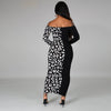 Summer And Autumn Women's Original Lady Shoulder Cow Print Long Dress Spot