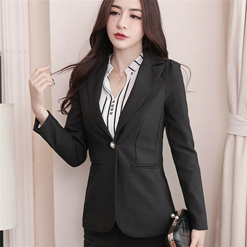 Summer Autumn Fashion Slim Elegant Blue Black Single Button Work Office Lady Suit Female Basic Blazer Coat Women Blazers Jackets
