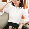 Summer Autumn elegant half sleeve blouses women career collar chiffon shirts tops ladies office business plus size work wear