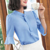 Summer Autumn elegant half sleeve blouses women career collar chiffon shirts tops ladies office business plus size work wear