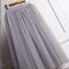 Summer Ball Gown Skirts Women Multi Layer Tulle Pleated Retro High Waist Long Maxi Tutu Skirt 6 Colors 810268