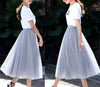 Summer Ball Gown Skirts Women Multi Layer Tulle Pleated Retro High Waist Long Maxi Tutu Skirt 6 Colors 810268