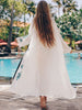 Summer Bikini Cover-ups Beachwear Women Sexy V Neck Long Pareos Casual Cotton Print Beach Kaftan Loose Cardigan Tunic Maxi Dress