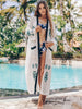 Summer Bikini Cover-ups Beachwear Women Sexy V Neck Long Pareos Casual Cotton Print Beach Kaftan Loose Cardigan Tunic Maxi Dress
