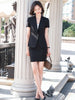 Summer Black Blazer Women Bussiness Suits Skirt and Jacket Sets Short Sleeve Ladies  Work Wear Uniform OL