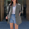 Summer Blazers ZANZEA Women Plaid Checked Blazer Suits Casual Lapel Neck Short Sleeve Outwear Buttons Loose Thin Jackets