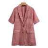 Summer Blazers ZANZEA Women Plaid Checked Blazer Suits Casual Lapel Neck Short Sleeve Outwear Buttons Loose Thin Jackets