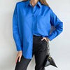 Summer Blue Shirt Casual Cotton Oversize Women Blouses Loose Long Sleeve Basic Tops Female Solid Elegant Office Shirt Blouse
