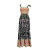 Summer Bohemian Printed Spaghetti Strap Beach Long Dress Women Sexy Slash Neck High Waist Party Vestidos Casual Female Robe New