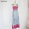 Summer Bohemian Printed Spaghetti Strap Beach Long Dress Women Sexy Slash Neck High Waist Party Vestidos Casual Female Robe New