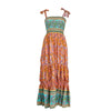 Summer Bohemian Printed Spaghetti Strap Beach Long Dress Women Sexy Slash Neck High Waist Party Vestidos Casual Female Robe New