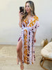 Summer Boho Long Dress Women V Neck Print Floral Dress Casual Holiday Beach Sundress Short Sleeve Split Woman Dress