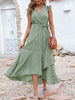 Summer Boho V Neck Midi Dress Women Floral Print Long Dress Ruffle Sleeve Casual Lace Up Dress Female Loose Beach Sundress