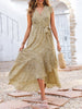 Summer Boho V Neck Midi Dress Women Floral Print Long Dress Ruffle Sleeve Casual Lace Up Dress Female Loose Beach Sundress