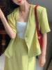 Summer Business Women's Skirt Sets Short Sleeve Blazer Jacket High Waist Split Skirt 2 Piece Set Female Casual Clothes