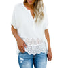 Summer Butterfly Sleeve Polka Blouses Fashion V-Neck Women Chiffon Embroidered openwork lace short sleeve burnt chiffon shirt#GH