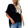 Summer Butterfly Sleeve Polka Blouses Fashion V-Neck Women Chiffon Embroidered openwork lace short sleeve burnt chiffon shirt#GH