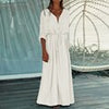 Summer Button-up Maxi Dress Women Tunic Beach Bikini Cover Ups  Vacation Swim Long Pareo Loose Cover Up Dress Cardigan Beachwear