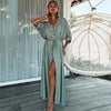 Summer Button-up Maxi Dress Women Tunic Beach Bikini Cover Ups  Vacation Swim Long Pareo Loose Cover Up Dress Cardigan Beachwear