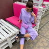 Summer Casual Women Set Women Tracksuits Two Piece Set  Solid Short Sleeve Long Pants Suit Loose Outfit Femme
