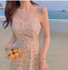 Summer Chiffon Beach Dress Woman Romantic Print Flower Beading Sequins Patchwork Mesh Fairy Dresses Robe Plage Vestido Festa