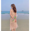 Summer Chiffon Beach Dress Woman Romantic Print Flower Beading Sequins Patchwork Mesh Fairy Dresses Robe Plage Vestido Festa