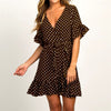 Summer Chiffon Dress 2023 Boho Style Beach Dress Short Sleeve V-neck Polka Dot A-line Party Dress Sundress Vestidos