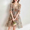 Summer Chiffon Dress Women Floral Print Boho Beach Dresses Casual Ruffle Short Sleeve A-line Mini Party Dress Vestidos X235