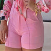 Summer Clothes for Women Shorts Sets Longsleeve Shirt Plus Size Sets Pink Print Shorts Set   Items Female Two Piece Set