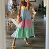Summer Colorful Patchwork Printed Long Party Dress Women Sexy Sing Sleeveless Maxi Dresses Female Casual Loose Beach Boho Dress
