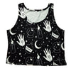 Summer Cropped Tank Tops Black Color Moon Star Candle Printed Gothic Girls Tanks Vest Summer Casual Women Crop Tops Tank