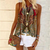 Summer Daisy Print Blouses Shirt Women Spring Backless Sleeveless Boho Blouse Plus Size Sexy V Neck Beach Strappy Tops Blusa