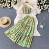 Summer Design Slanted Neck Off-shoulder Unilateral Suspender Short Top + Large Skirt Skirt Fried Street Suit Women's Tide