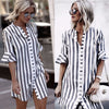 Summer Dress 2022 Women Flare Half-sleeved Loose Button Shirt Mini Dress Fashion Casual Striped Dress Womens Clothing Vestidos