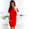 Summer Dress 2022 Women Loose Straight Fashion Pockets Elegant Mini Dress Casual O-neck Short Sleeve Solid Party Dresses