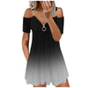 Summer Dress Women Cold Shoulder Dresses Short Sleeve Zipper Mini V-neck Bohemian Short Dress  Sexy Party Night Vestidos