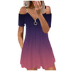 Summer Dress Women Cold Shoulder Dresses Short Sleeve Zipper Mini V-neck Bohemian Short Dress  Sexy Party Night Vestidos